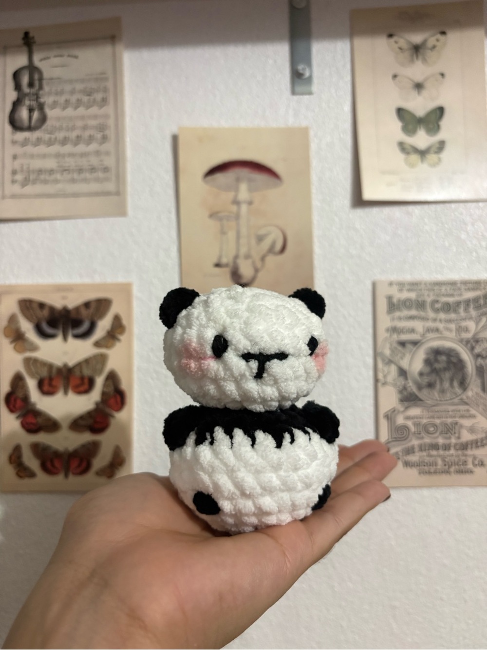 Crocheted Plush Panda Toy - White and Black Cute Stuffed Animal